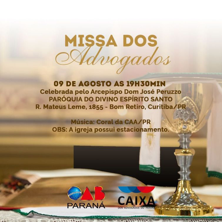 Missa vai acontecer na quinta-feira, dia 9 de agosto - Foto: Divulgação 