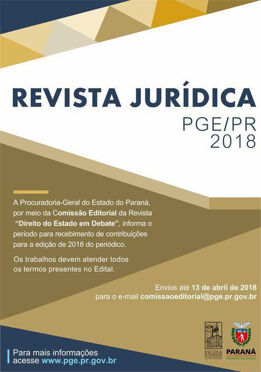 Trabalhos podem ser enviados até o dia 13 de abril para o e-mail comissaoeditorial@pge.pr.gov.br - Foto: Divulgação Trabalhos podem ser enviados até o dia 13 de abril para o e-mail comissaoeditorial@pge.pr.gov.br - Foto: Divulgação