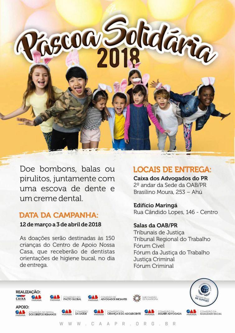 Doações podem ser feitas até o dia 3 de abril, na sede da CAA/PR, no Edifício Maringá e nas Salas da OAB dos tribunais e fóruns - Foto: Divulgação Doações podem ser feitas até o dia 3 de abril, na sede da CAA/PR, no Edifício Maringá e nas Salas da OAB dos tribunais e fóruns - Foto: Divulgação