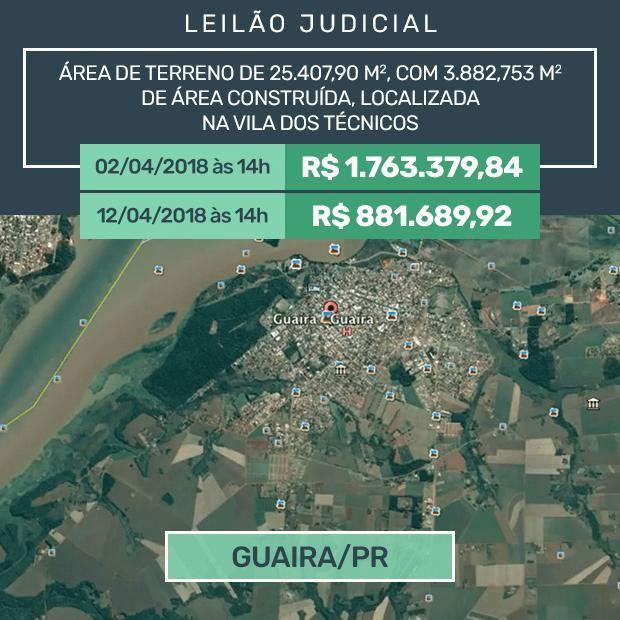 Grande área em Guaíra está no leilão - Foto: Divulgação Grande área em Guaíra está no leilão - Foto: Divulgação