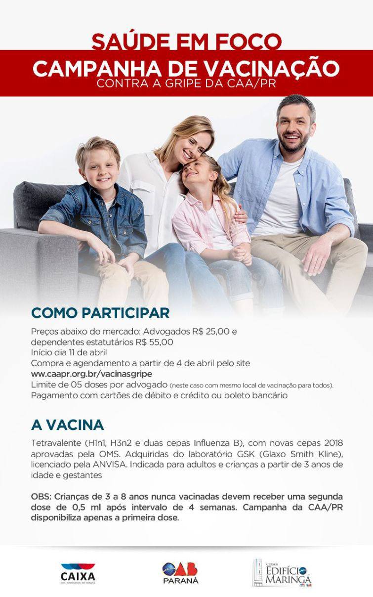 Valores das doses são de R$ 25,00 para advogados e R$ 55,00 para dependentes - Foto: Divulgação Valores das doses são de R$ 25,00 para advogados e R$ 55,00 para dependentes - Foto: Divulgação