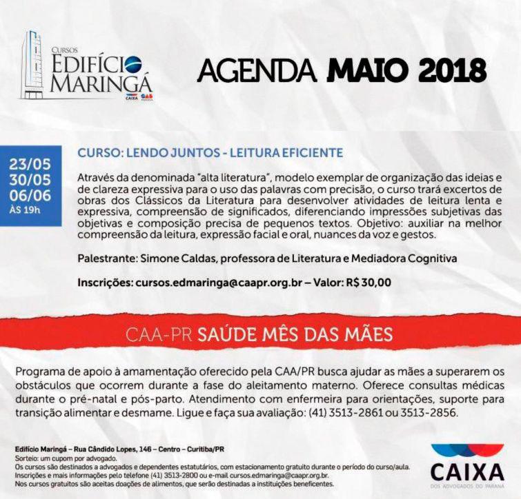 Curso de leitura eficiente integra a programação da Agenda de Maio do Edifício Maringá - Foto: Divulgação