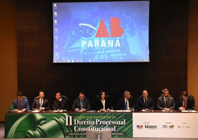 Solenidade de abertura do II Congresso Brasileiro de Direito Processual Constitucional, realizado na sede da OAB Paraná, em Curitiba - Foto: Divulgação Solenidade de abertura do II Congresso Brasileiro de Direito Processual Constitucional, realizado na sede da OAB Paraná, em Curitiba - Foto: Divulgação
